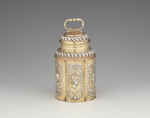 Conrad Wolter - An Ohlau parcel gilt silver container