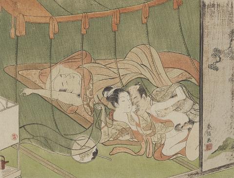 Suzuki Harunobu - Lovers underneath a mosquito net