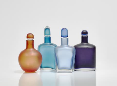 Paolo Venini - Four 'Inciso' bottles
Venini & C., Murano, designed by Paolo Venini 1950s, produced in the 1960s and 1986.