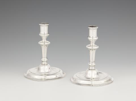 Christian Heinrich Ingermann - A pair of Dresden silver candlesticks made for Prince Elector Friedrich Christian of Saxony