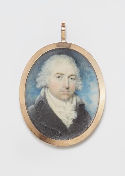 Peter Paillou - An English portrait miniature of a gentleman with brown coat
