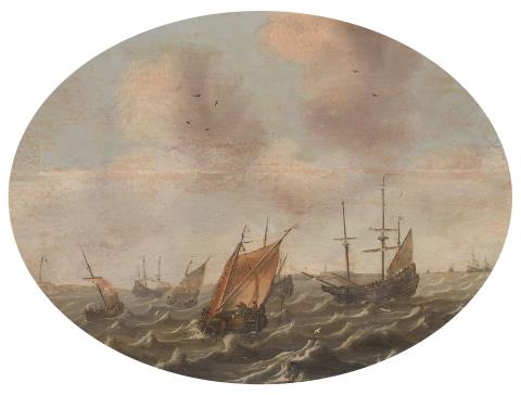  Dutch School - Ships in Rough Seas