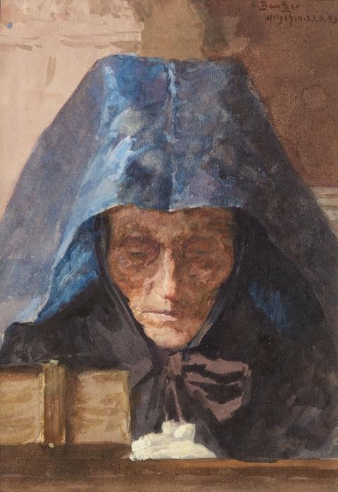 Carl Bantzer - Portrait of a Praying Woman During the Communion