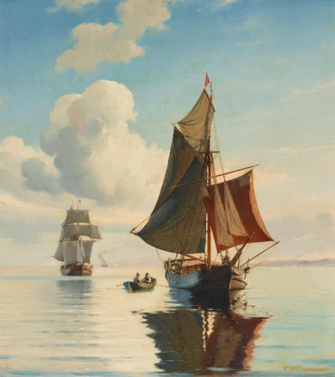 Carl Johann Neumann - Sailing Boats on Calm Seas