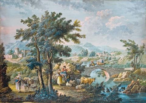 Zacharie Félix Doumet - TWO ITALIAN LANDSCAPE WITH SHEPHERDS