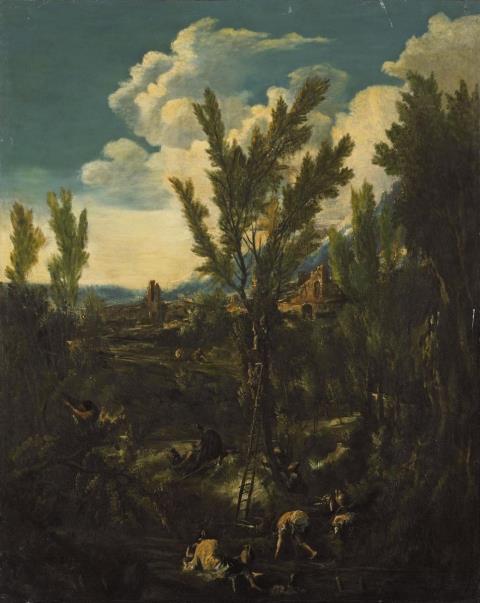 Alessandro Magnasco - LANDSCAPE WITH CAPUCINES AND PEASANTS
